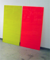 ribbon and varnished acrylic glas, 100 x 50 apiece
